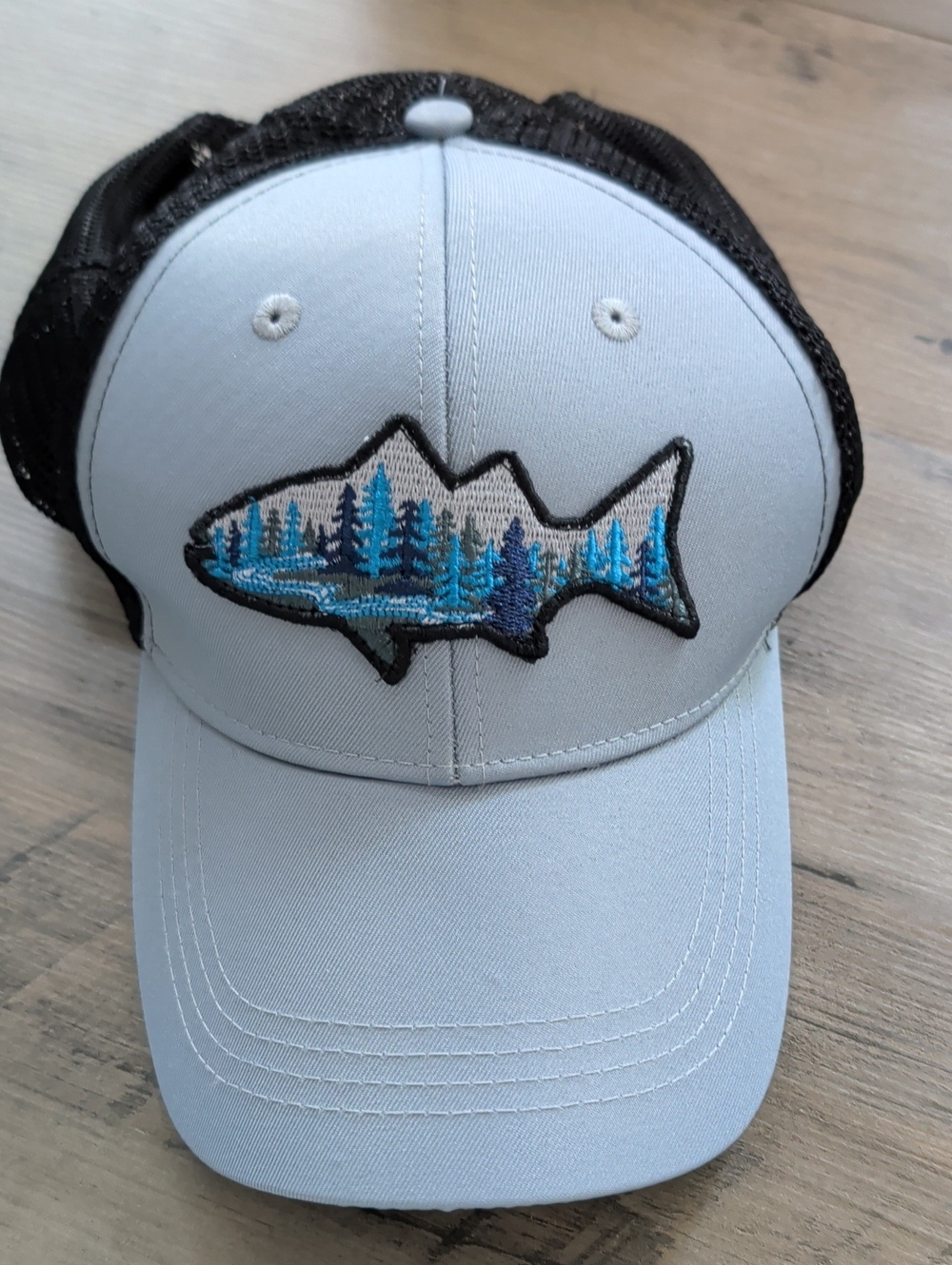 Light Blue Fish Patch Trucker Hat - Outdoor Cap